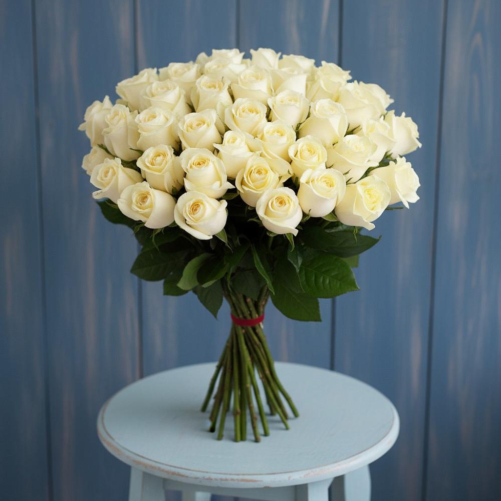 Букет 51 Белая роза Эдлесс Лав в Новочернореченский