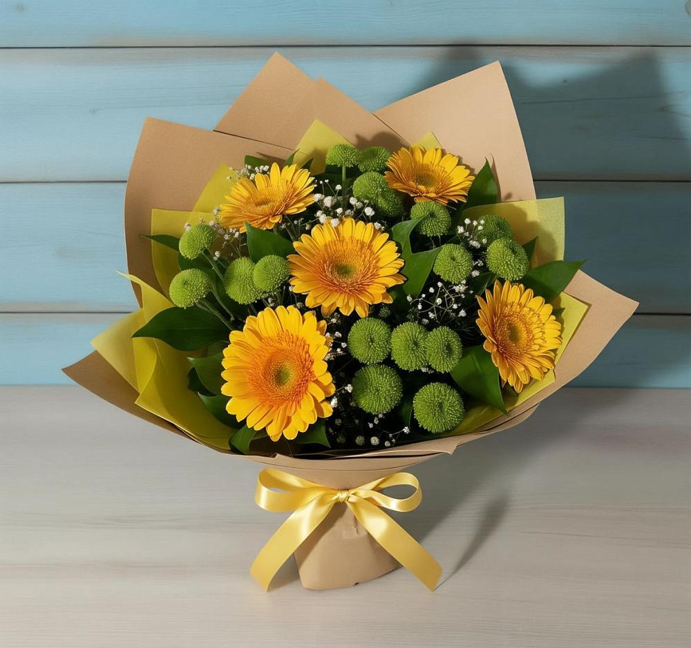 Букет цветов из: Герберы и Хризантемы в Новочернореченский