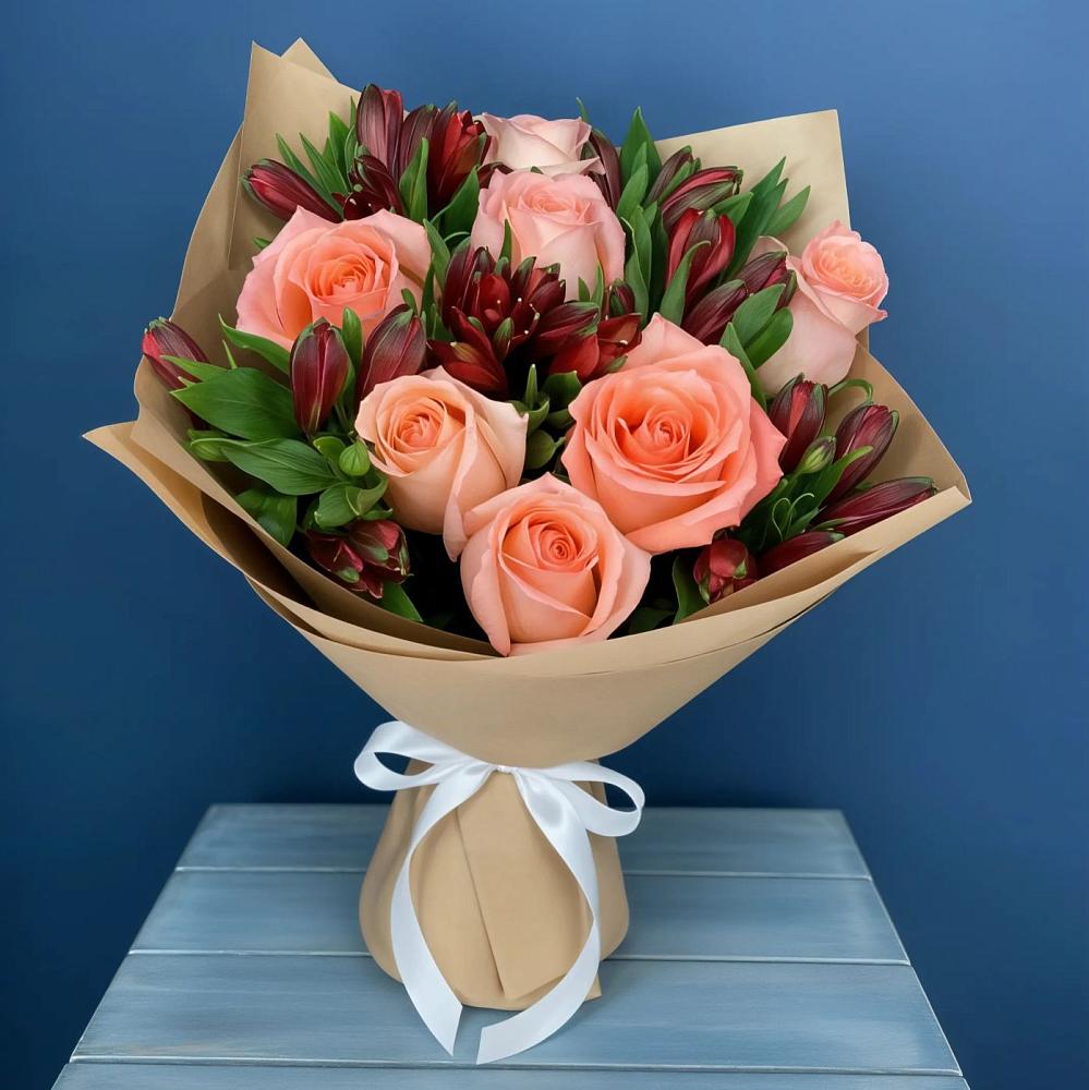 Букет цветов из: Розы и Альстромерии в Новочернореченский