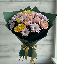 Букет цветов из:  Хризантемы и Розы в Новочернореченский