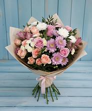 Букет цветов из:  Хризантемы, Розы и Альстромерии #REPLACE_PRED# Новочернореченский