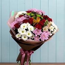 Букет цветов из:  Розы, Хризантемы и Альстромерии в Новочернореченский