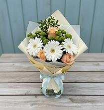 Букет цветов из:  Герберы, Розы и Хризантемы в Новочернореченский