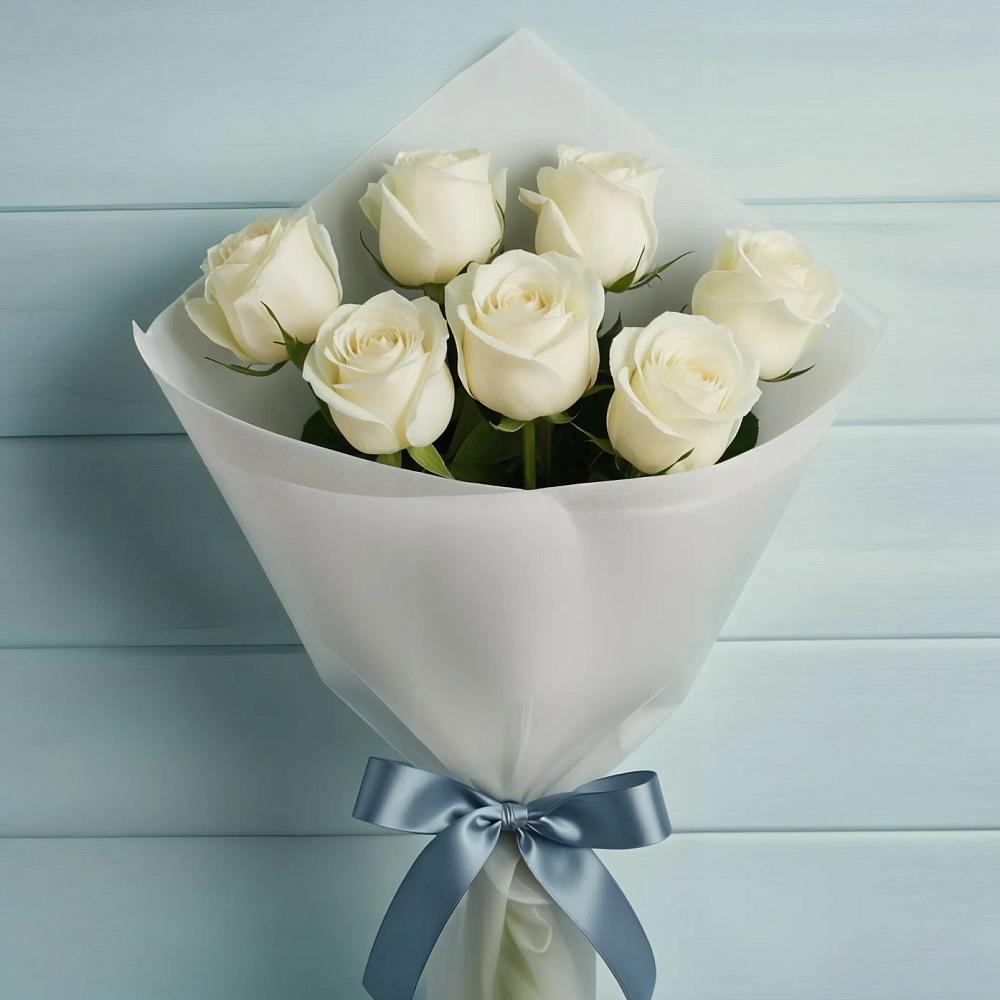 Букет 7 Белых роз Эдлесс Лав в Новочернореченский