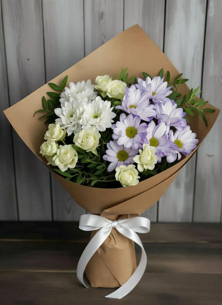 Букет цветов из: Хризантемы и Розы в Новочернореченский
