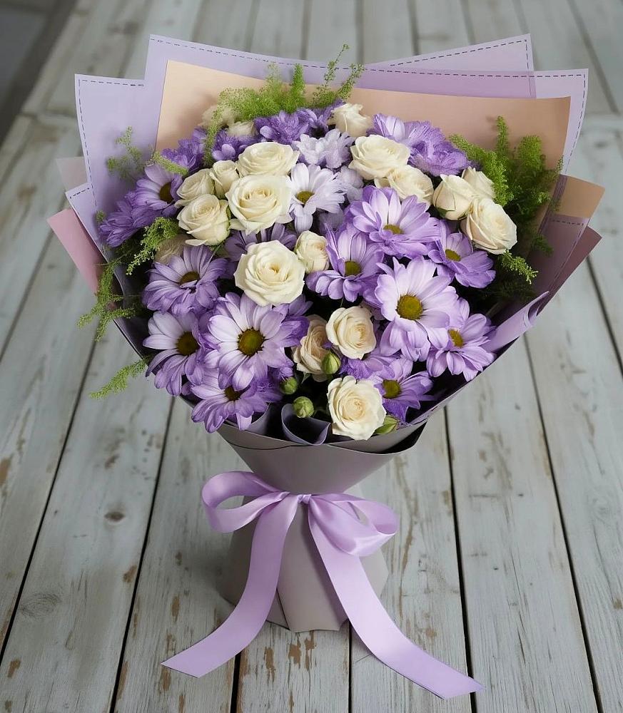 Букет цветов из: Хризантемы и Розы в Новочернореченский